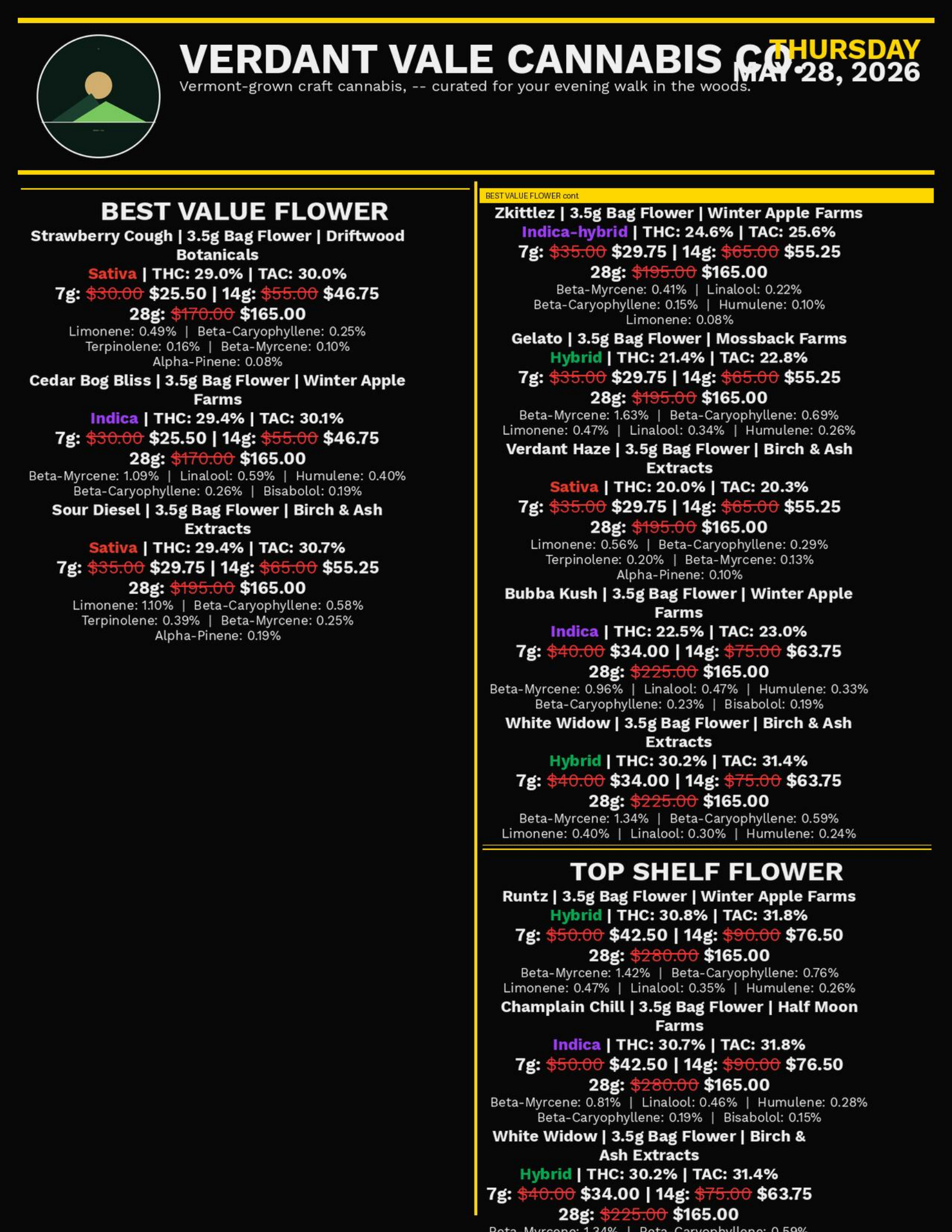 Early-2000s retro print menu